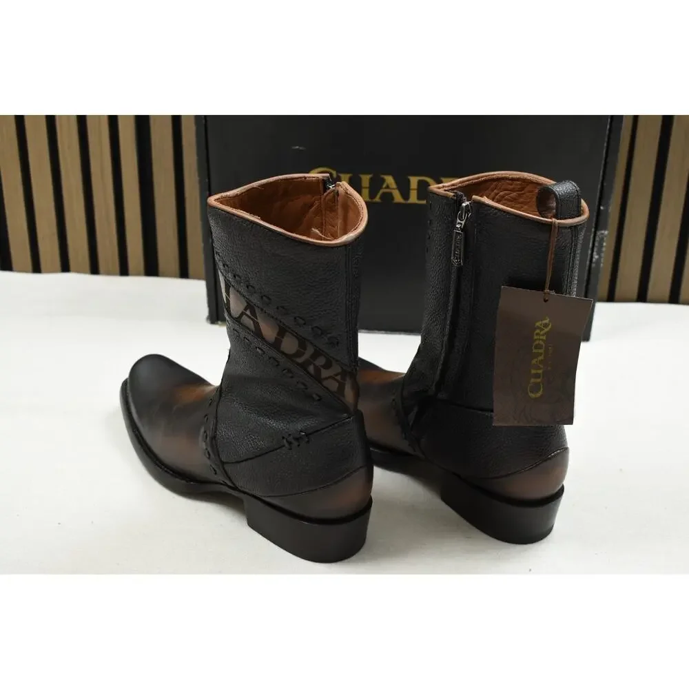 Cuadra Men's Viena Black Laser Woven Zipper Cowhide Leather CU559 US Size 9.5 EE